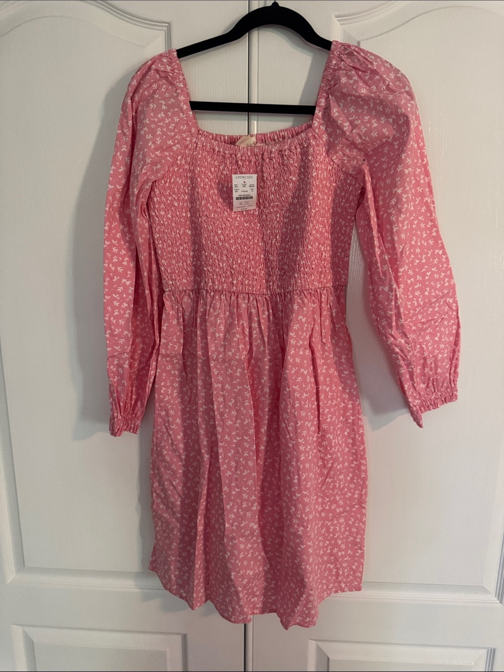 J. Crew Pink Floral Smocked Midi Dress